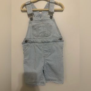 Wonder Nation 2T Stripped Denim Overall Shorts— like new condition